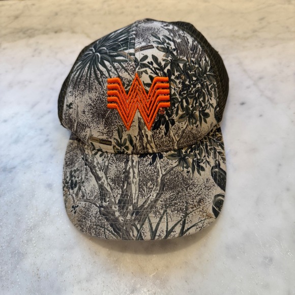 Game Guard Whataburger Hat Trucker Cap Camo Orange Logo Since‎ 1950 - Picture 1 of 4
